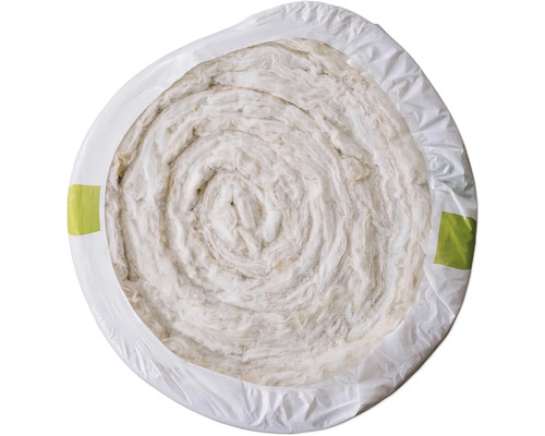 Rolle aus Dämmwolle in Plastikfolie