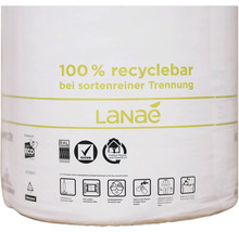 Verpackung mit dem Hinweis, dass das Produkt zu 100 Prozent recyclebar ist, wenn es sortenrein getrennt wird.