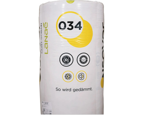 Verpackungseinheit Dämmwolle mit Hinweisen zu Wärmedämmung, Umweltschutz und Raumklima