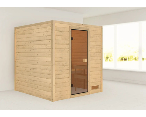 Holzsauna mit Glastür