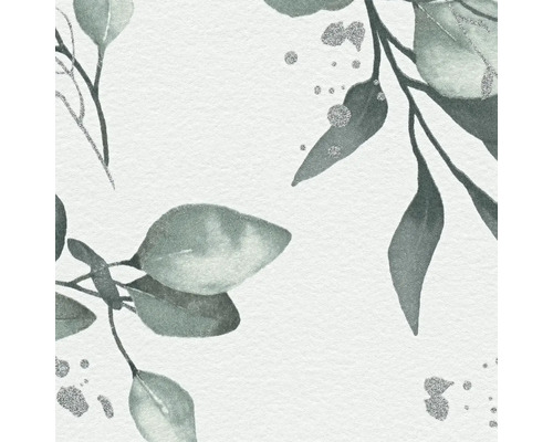 Illustration mit Eukalyptusblättern und silbernen Akzenten