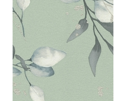 Detailansicht einer Tapete mit Eukalyptusmuster