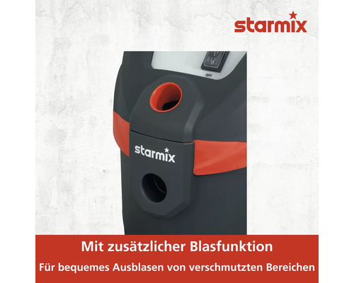 Detailansicht eines Starmix Staubsaugers mit Blasfunktion