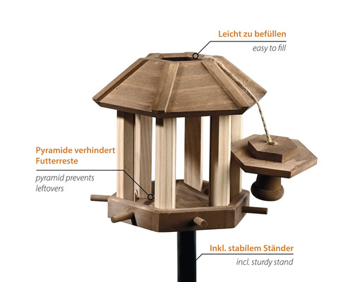 Vogelhaus aus Holz mit stabilem Ständer