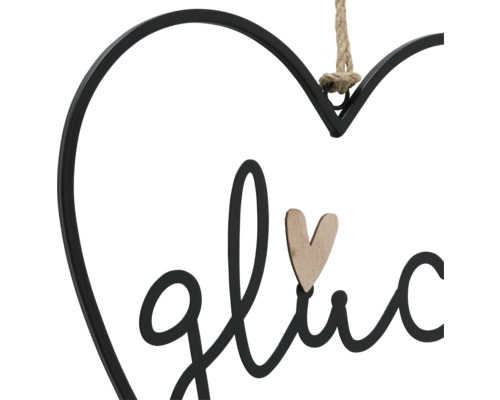 Dekoratives Herz mit dem Wort Glück und einer Kordel zum Aufhängen