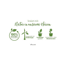 Elho Nachhaltigkeitsmerkmale: 100 Prozent recycelt, Windenergie, langlebige Qualität, hergestellt in den Niederlanden