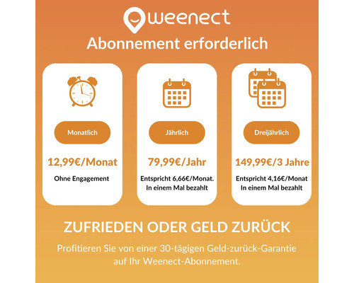 Weenect Abonnement Preisübersicht: monatlich, jährlich und dreijährlich