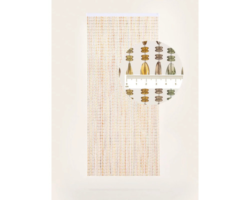 Dekorative Türgardine mit Schmuckperlen und Zentimeterangabe zur Detailansicht