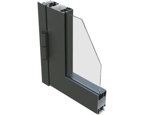 Querschnitt eines Fensterrahmens mit Glas