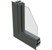 Fensterprofil mit Verglasung im Querschnitt