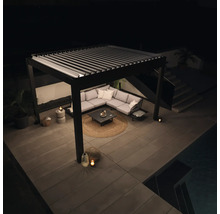 Pergola Biohort 3x3 inkl. beweglichen, isolierten Lamellendach für geringere Geräuschentwicklung und Wärmeabstrahlung 312 x 312 cm dunkelgrau-metallic/silber