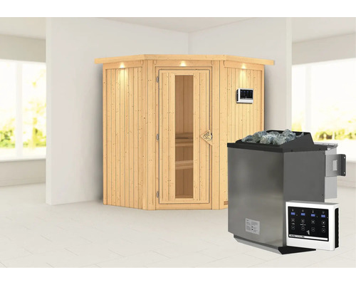 Innensauna mit Saunaofen und Steuerung