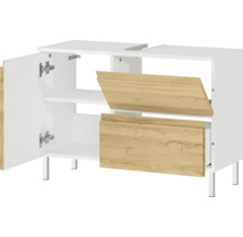 Waschtischunterschrank mit einer offenen Tür und zwei Schubladen