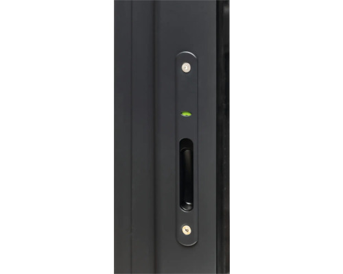 Detailansicht einer Schiebetür mit integriertem Griff und Wasserwaage