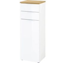 Weißer Badezimmerschrank mit zwei Schubladen und einer Tür