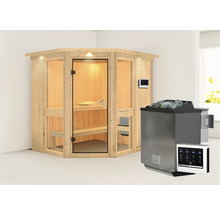 Ecksauna mit Saunaofen und Steuerung