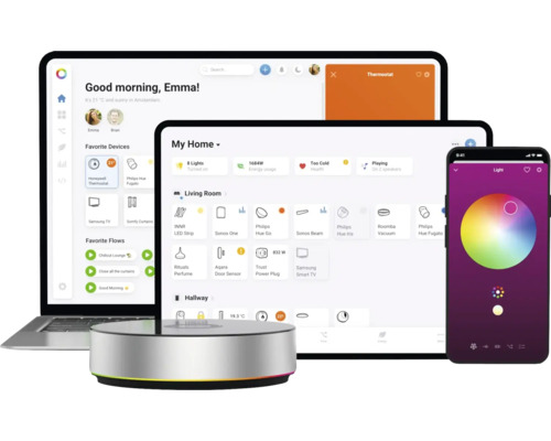Smart Home Steuerung auf Laptop, Tablet und Smartphone