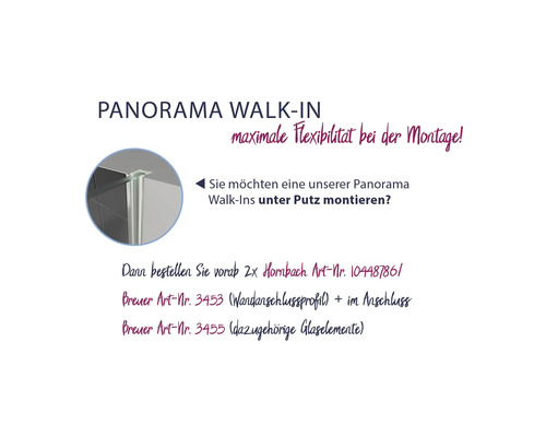 Panorama Walk-In Duschabtrennung mit Montagehinweisen