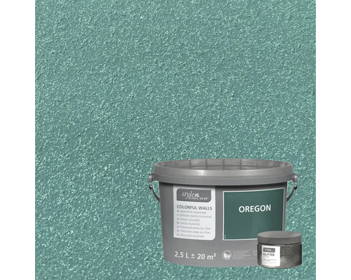 Eimer mit Wandfarbe und Glitter für Innenräume