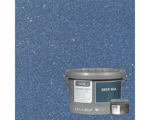 Eimer Style Color Colorful Walls abgetönte Wandfarbe Deep Sea mit Glitter Multicolor