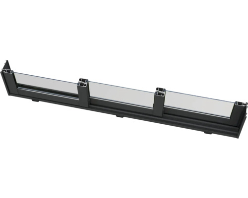 Querschnitt eines schwarzen Aluminiumfensters mit Glas
