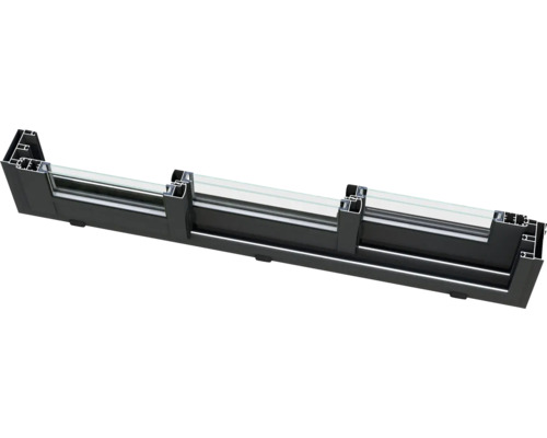 Schnittansicht eines Fensterrahmens mit Glas