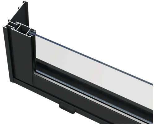 Detailansicht eines Fensterrahmens aus Aluminium