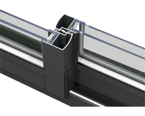 Detailansicht eines Schiebefensters mit Aluminiumrahmen