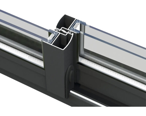 Detailansicht eines Fensterrahmens mit Glas