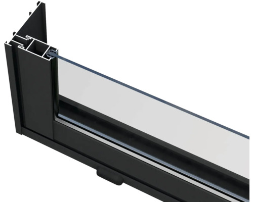 Detailansicht eines Fensterprofils mit Verglasung