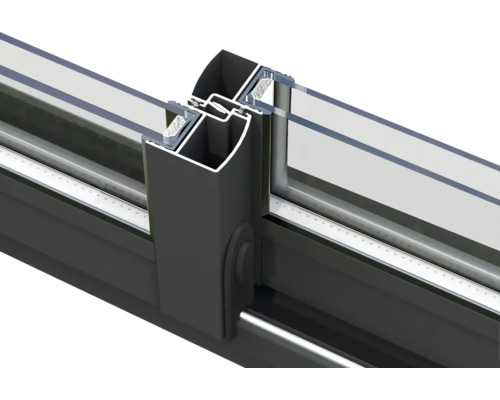 Detailansicht eines Aluminium-Schiebefensters