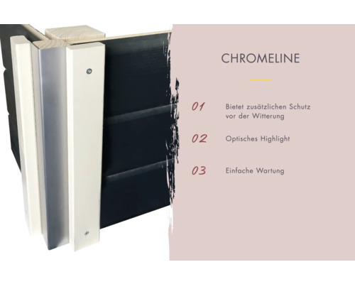 Chromeline für zusätzlichen Schutz vor Witterung, optisches Highlight und einfache Wartung.