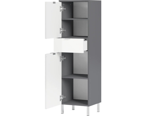 Hochschrank mit zwei Türen, einem Schubfach und verstellbaren Einlegeböden