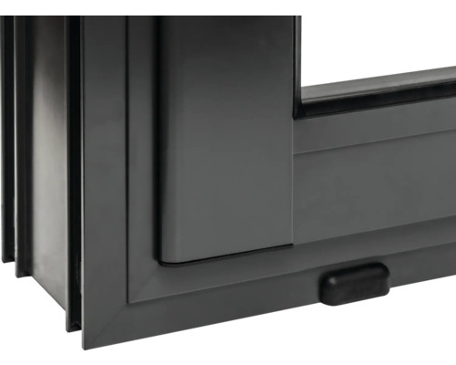 Detailansicht eines grauen Kunststofffensters