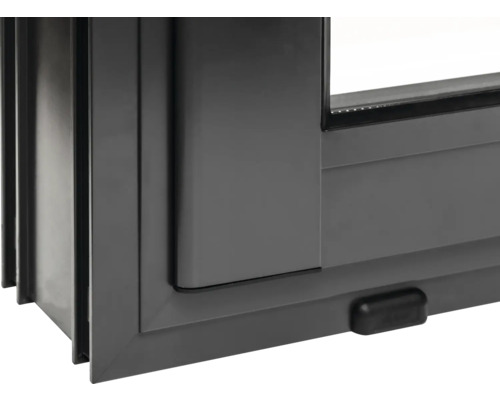 Detailaufnahme eines grauen Fensters