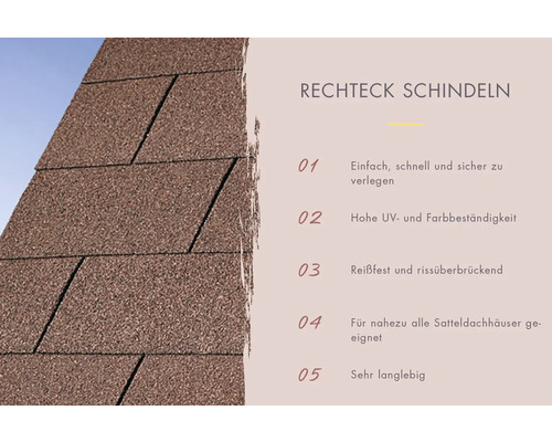 Rechteckige Dachschindeln auf einem Dach