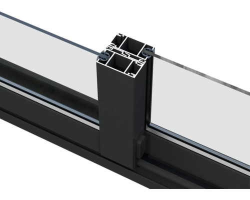 Detailaufnahme eines Fensterrahmens aus Aluminium mit Isolierglas