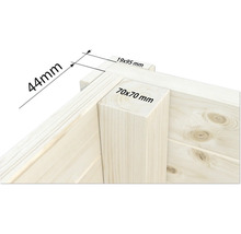 Detailansicht einer Holzkonstruktion mit Maßangaben der Holzbalken