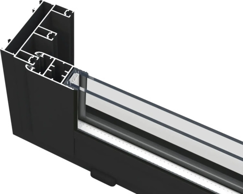 Detailansicht eines Fensterrahmens aus Aluminium