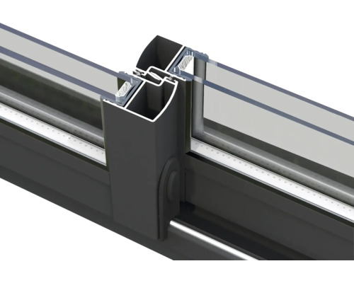 Querschnitt eines Schiebefensters mit Rahmen