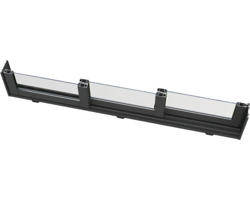 Querschnitt einer Fensterkonstruktion aus Aluminium und Glas