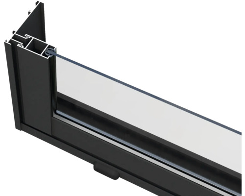 Schnittansicht eines Fensters mit Rahmen und Verglasung