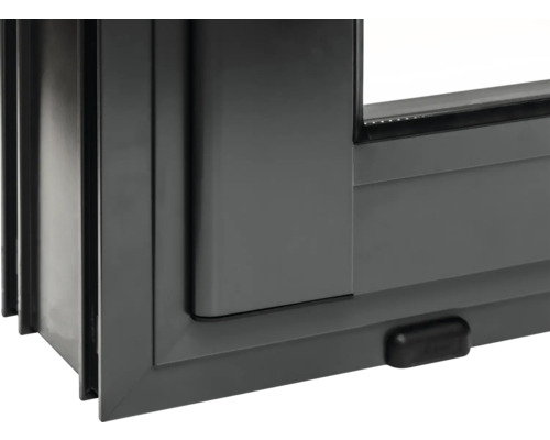 Detailansicht eines Aluminium-Schiebefensters