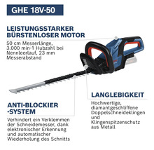 Akku-Heckenschere Bosch Professional GHE 18V-50, ohne Akku und Ladegerät