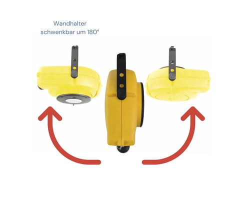 Gelbes Baustellenradio mit schwenkbarer Wandhalterung für 180 Grad Drehung