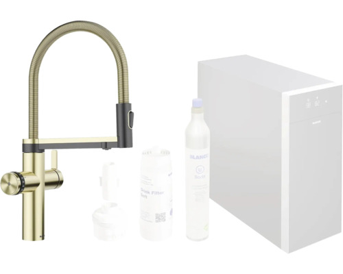 Küchenarmatur mit Sodaanlage, Filter, Flasche und Kohlensäureanlage