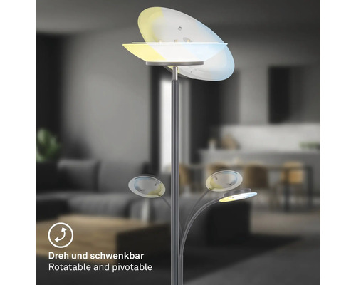 Stehlampe mit dreh- und schwenkbaren Leuchten für den Innenbereich