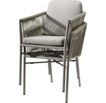 Gartensessel mit Seilgeflecht, Armlehnen und Polster