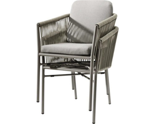 Gartensessel mit Seilgeflecht, Armlehnen und Polster