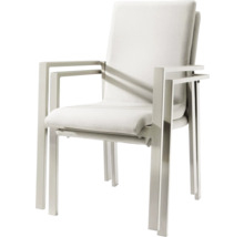 Armlehnstuhl mit Metallgestell und Sitzfläche